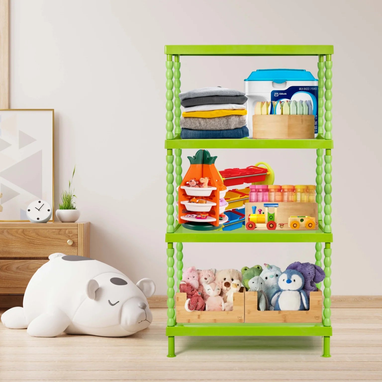 Toddlers Foldable Wardrobe – Green | Durable, Compact & Easy Storage | Bacha Toys