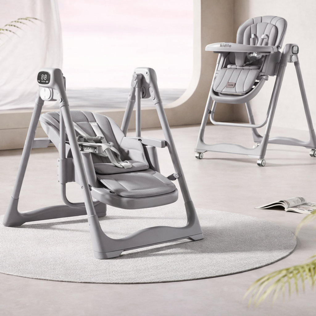 Kidilo 2-in-1 Electric Baby Swing & High Chair | Bacha Toys