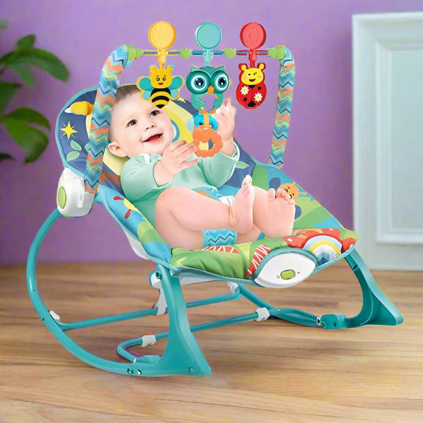 Baby Rocker – Infant to Toddler with Fold-Out Kickstand (0M+, 40 lbs / 18 kg) | Bacha Toys