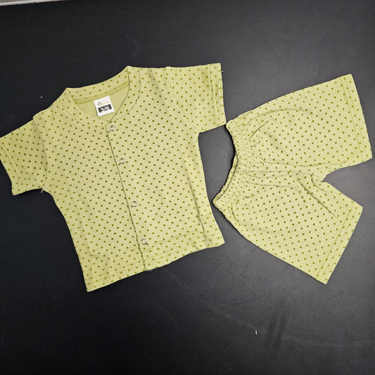 New Born Baby Dress – Dots Print, Green Colour | Bacha Toys