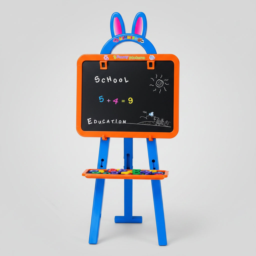 3-in-1 Kids Magnetic Writing Board – White Board, Black Board & Learning Easel