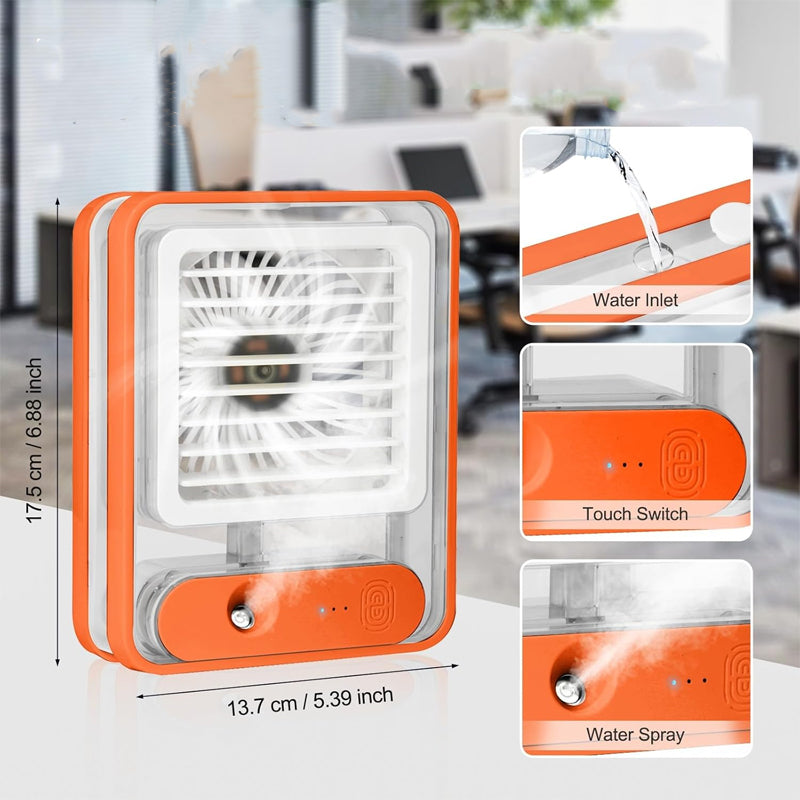 Mini Nano Spray Air Cooler Fan – 3 Speed LED Humidifier
