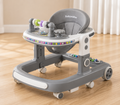 Baby Walker with Music & Lights – 360° Swivel Wheels, 3-Level Height Adjustment & Padded Seat #566 (GREY)