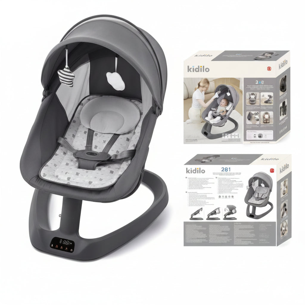 Kidilo 3-in-1 Deluxe Multi-Functional Bassinet – Electric Baby Rocker, Cradle & Bassinet