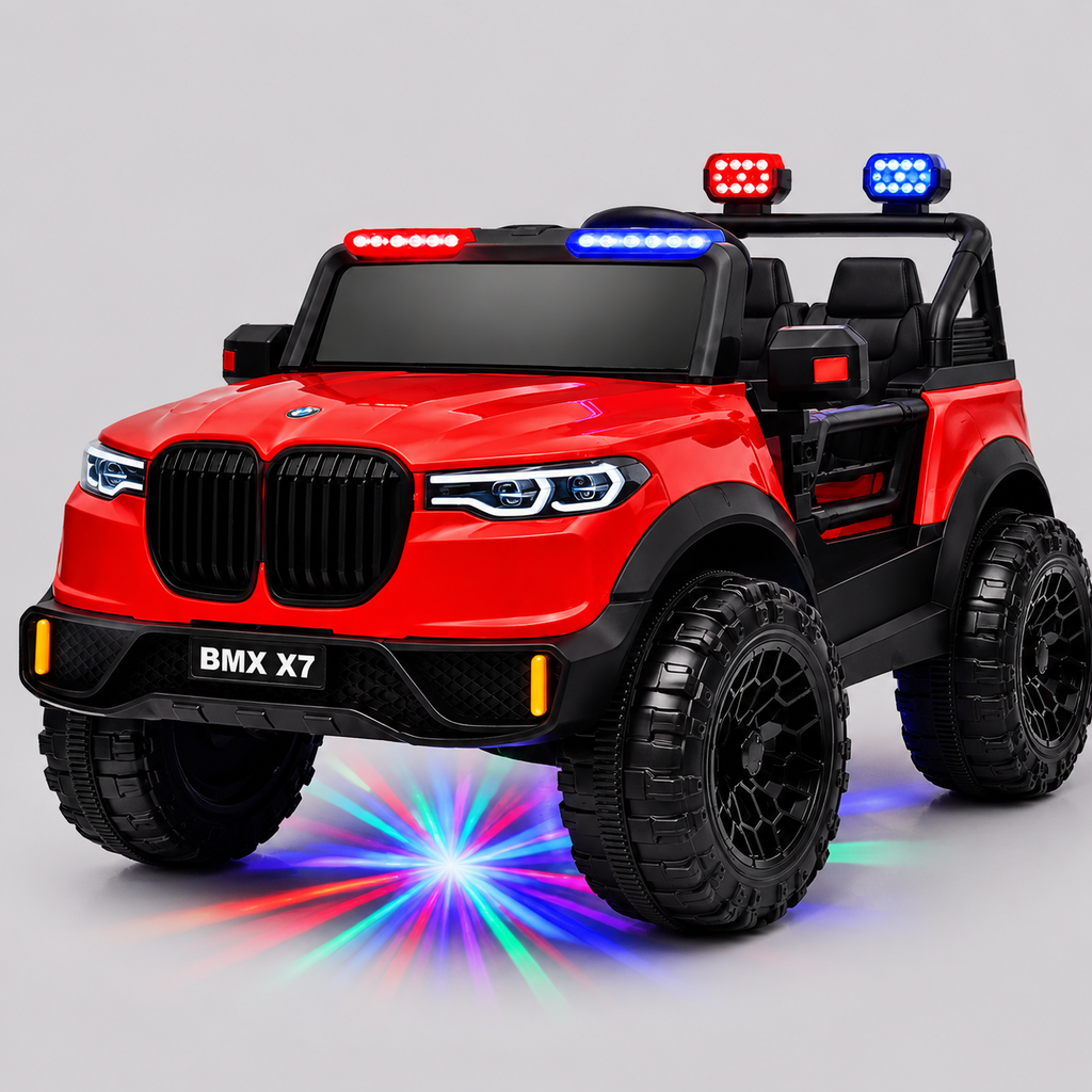 Kids 2-Seater Electric Car – Leather Seat Ride-On Jeep (M-27 RED)