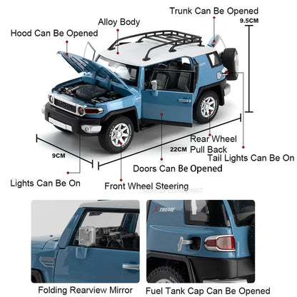 Toyota FJ Land Cruiser Die-Cast Model Car – 1:24 Scale with Sound, Light & Pull-Back Action