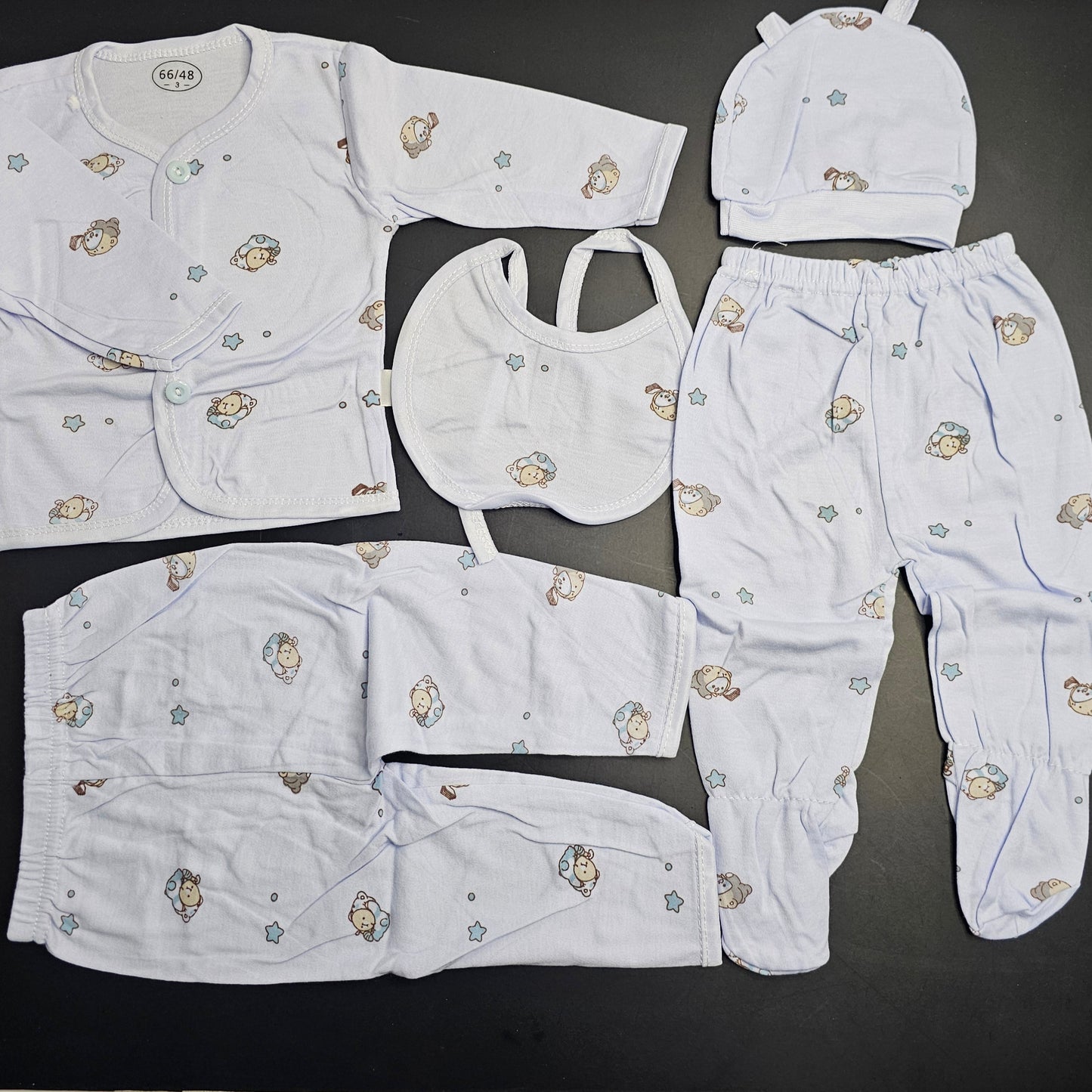 5 Pcs Lucky Star Luxury Baby Dress Set – Imported New Born Baby (Pink Colour) | Bacha Toys