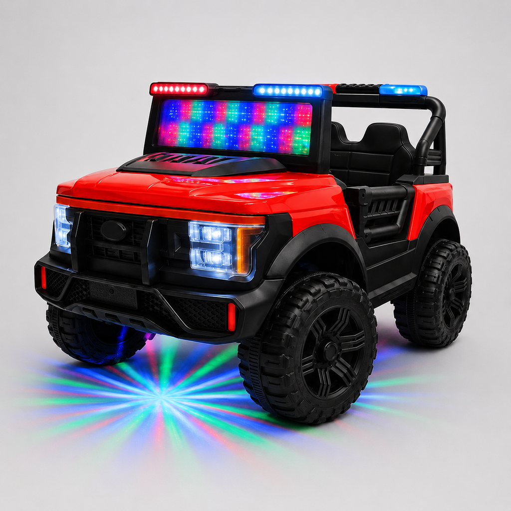 Kids 2-Seater Electric Car – Leather Seat Ride-On Jeep (M-28 RED)