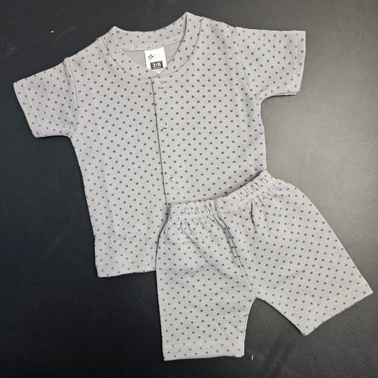 New Born Baby Dress – Dots Print, Gray Colour | Bacha Toys