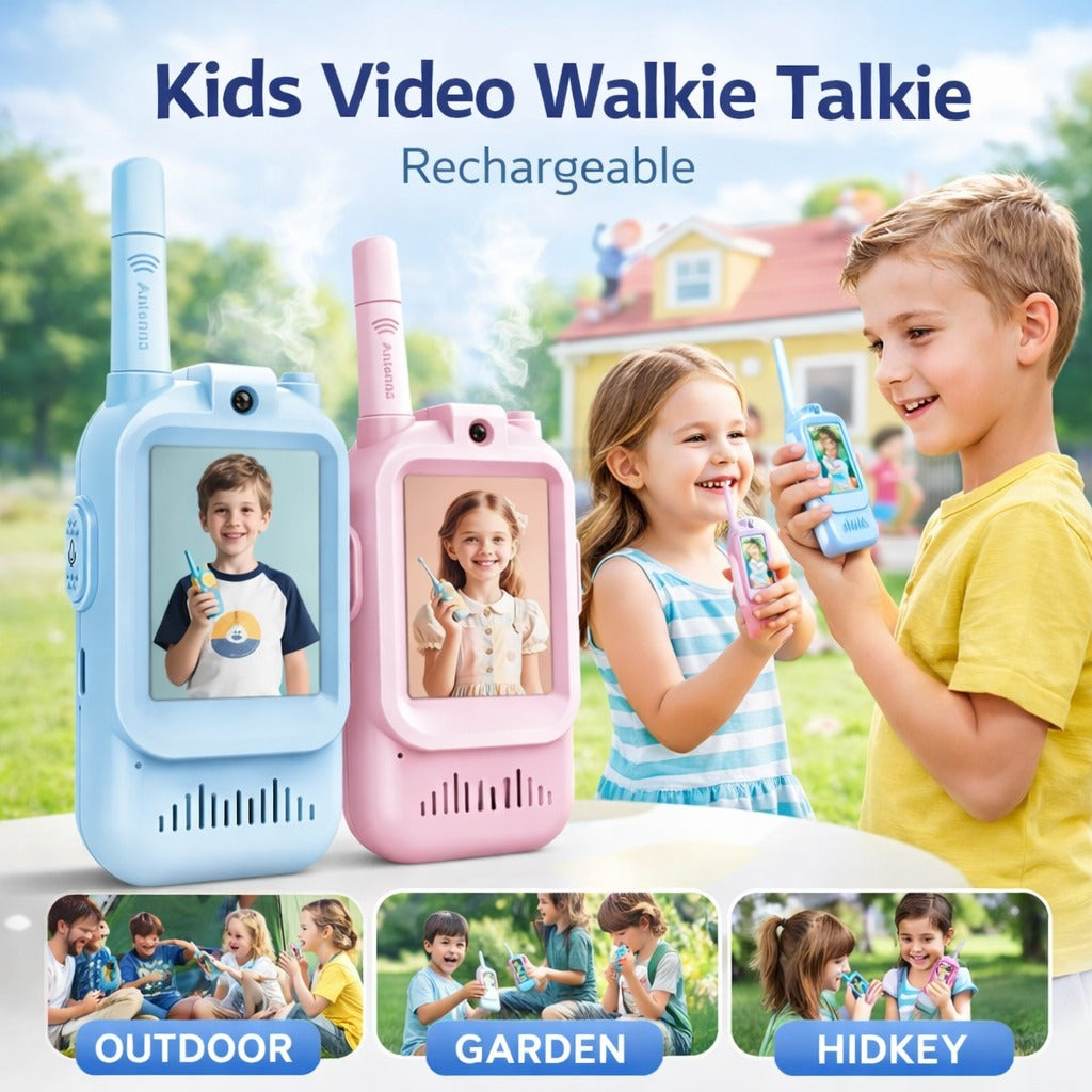 Kids Rechargeable Video Walkie Talkie Toy – Long Range Communication Set