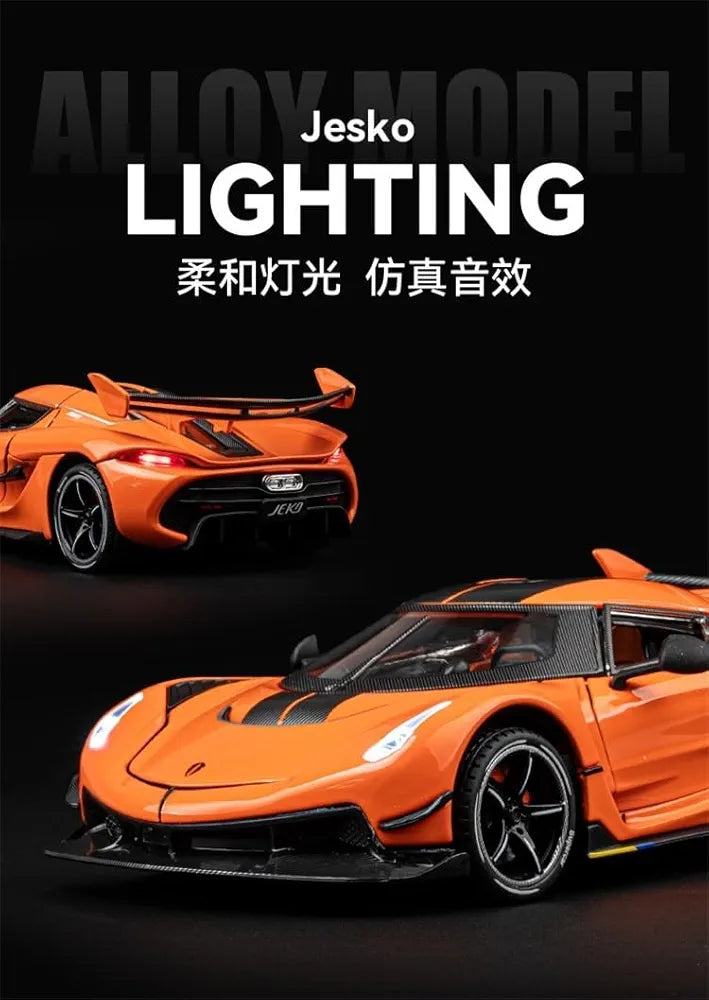 Koenigsegg Jesko 1:24 Scale Die-Cast Model Car – Pull-Back, Sound, Light & Atomization Function | Bacha Toys