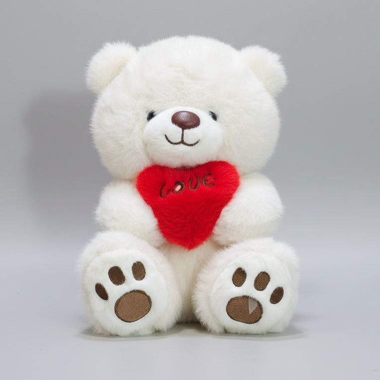 Premium Love Heart Bear – White Colour – 30cm Plush Toy | Bacha Toys