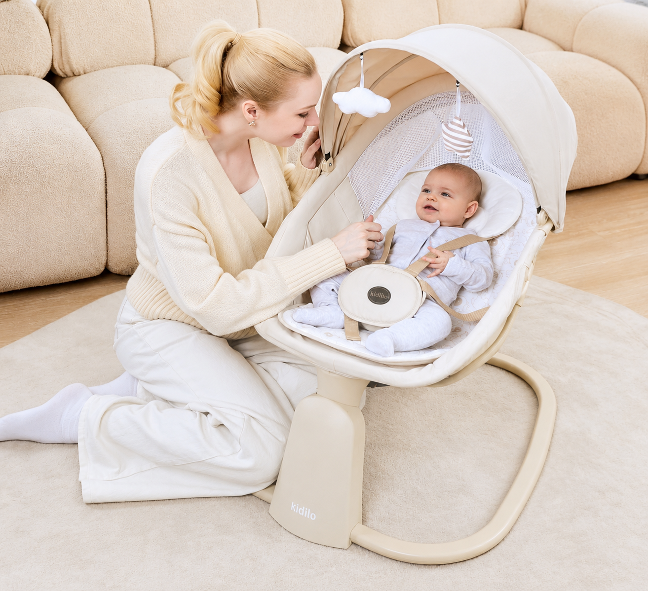 Kidilo 3-in-1 Deluxe Multi-Functional Electric Baby Swing & Bassinet
