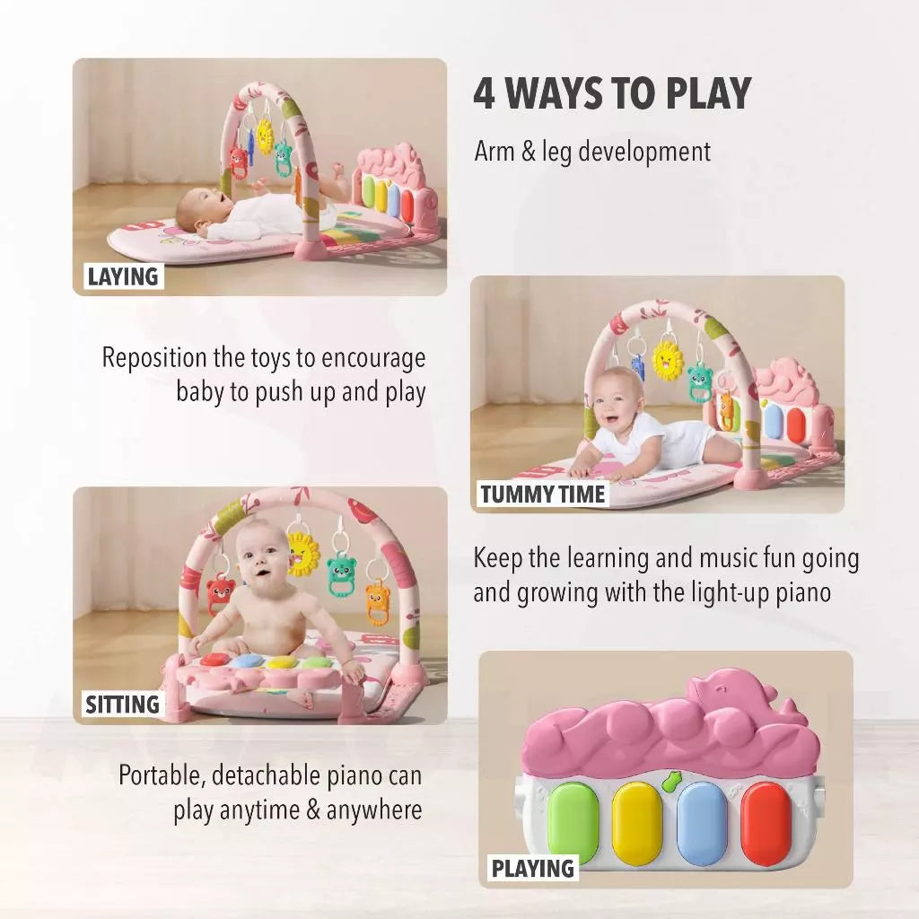 Baby Play Gym Mat 3-in-1 Piano Playmat – Interactive Activity Gym