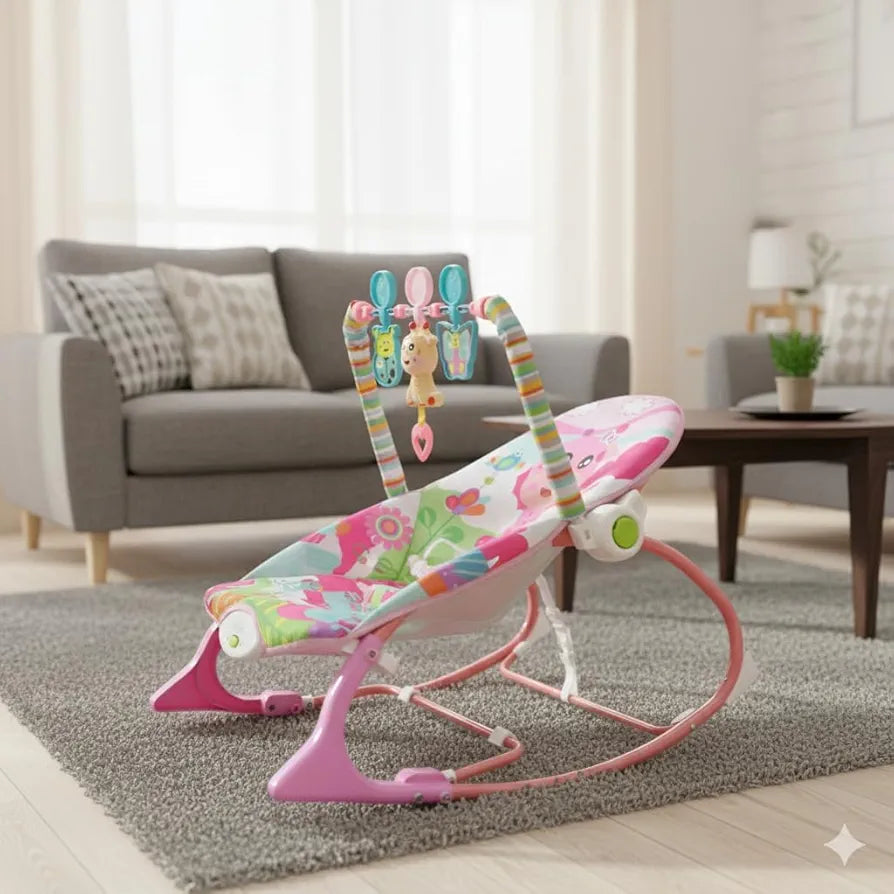 Baby Rocker – Infant to Toddler with Fold-Out Kickstand (0M+, 40 lbs / 18 kg) | Bacha Toys