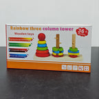 Rainbow Three Column Tower – Montessori Wooden Stacking Toy | Bacha Toys
