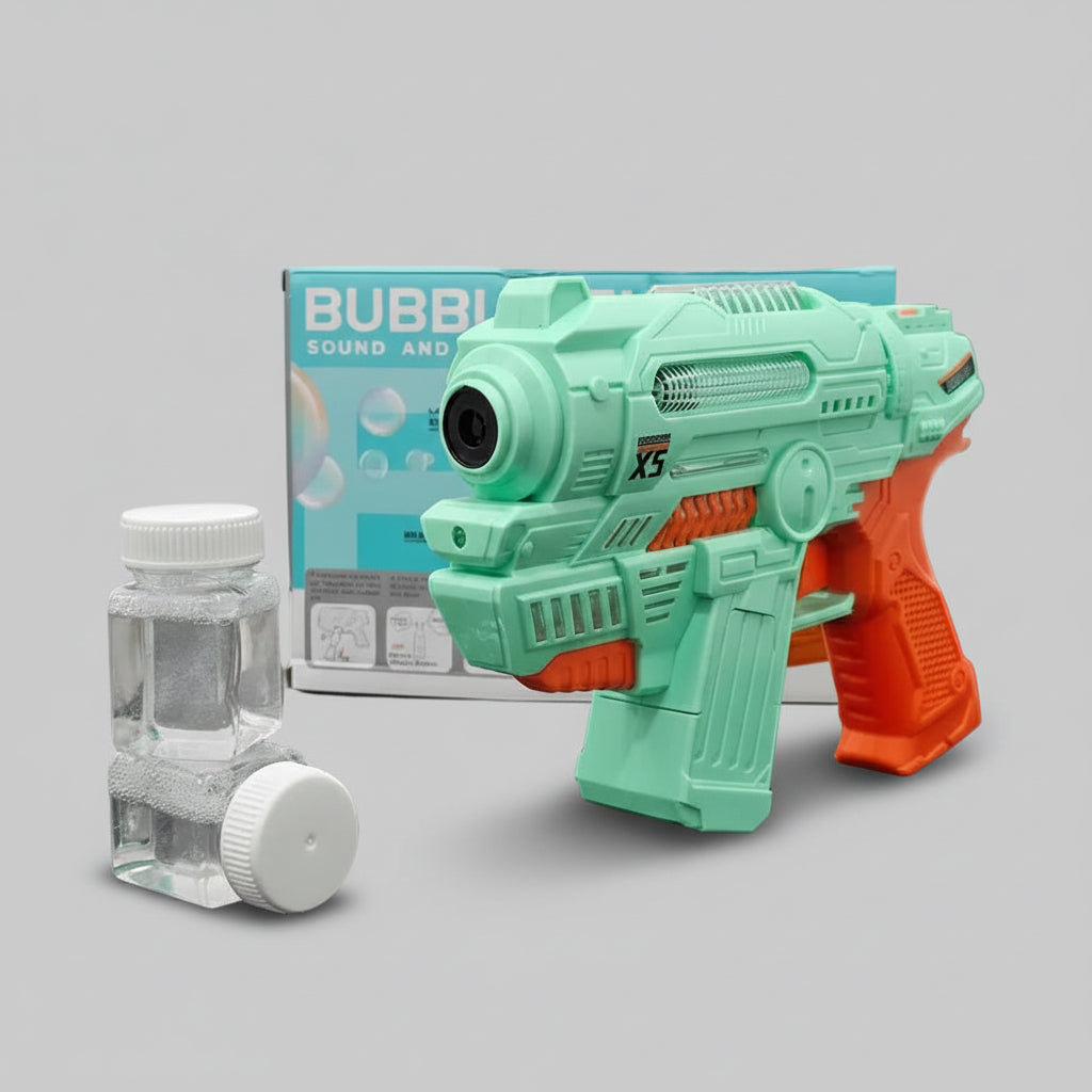 Sound & Light Bubble Gun – Battery Operated with Bubble Liquid Packs | Bacha Toys