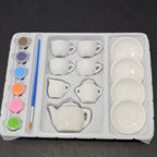 Painted Tea Set – Design Your Own Style | 18-Piece Creative Play Set | Bacha Toys