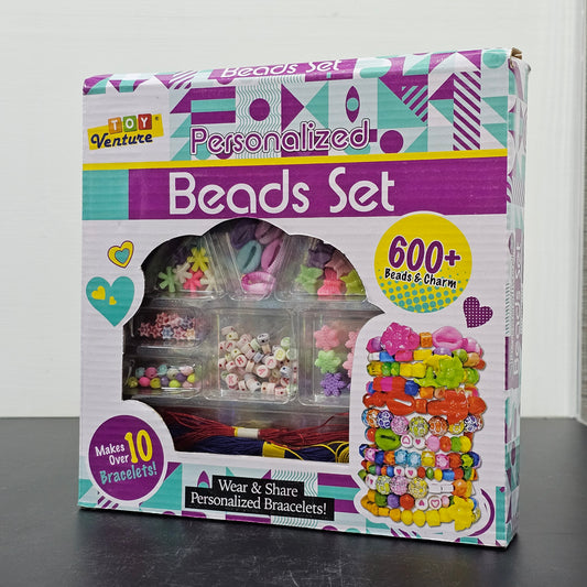 Beads Set for Girls – 600+ Colorful Beads & Charms | DIY Jewelry Making Kit | Bacha Toys