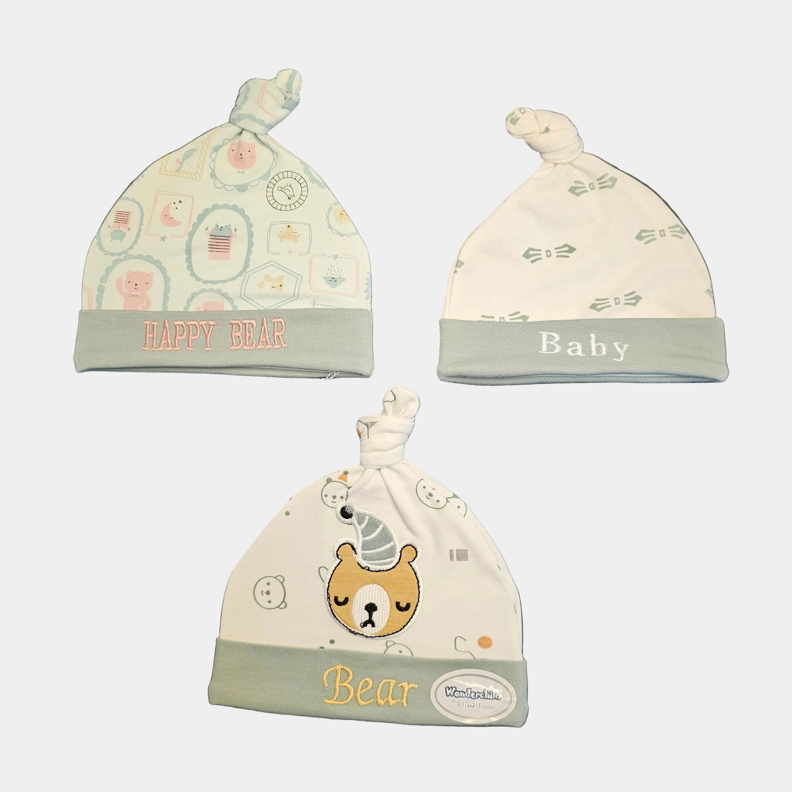 Pack of 3 Baby Caps – Soft Blended Stuff | Bacha Toys