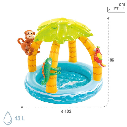 Intex Tropical Island Baby Pool – Kids Inflatable Pool with Shade (102×86 cm) #58417