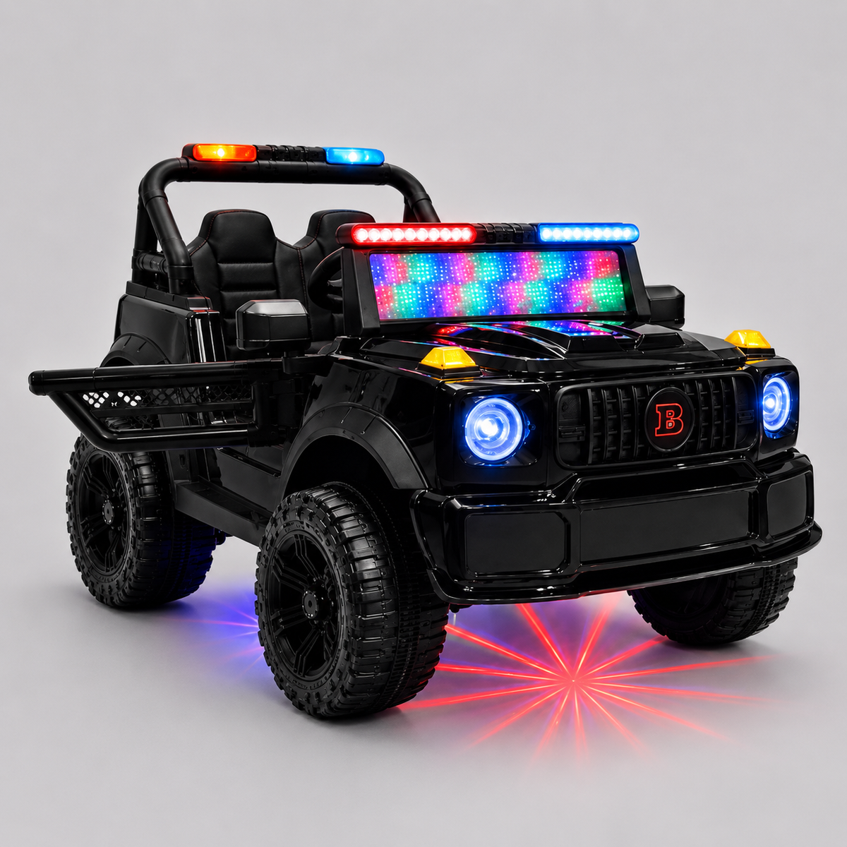Kids 2-Seater Electric Car – Leather Seat Ride-On Jeep (M-6 BLACK)
