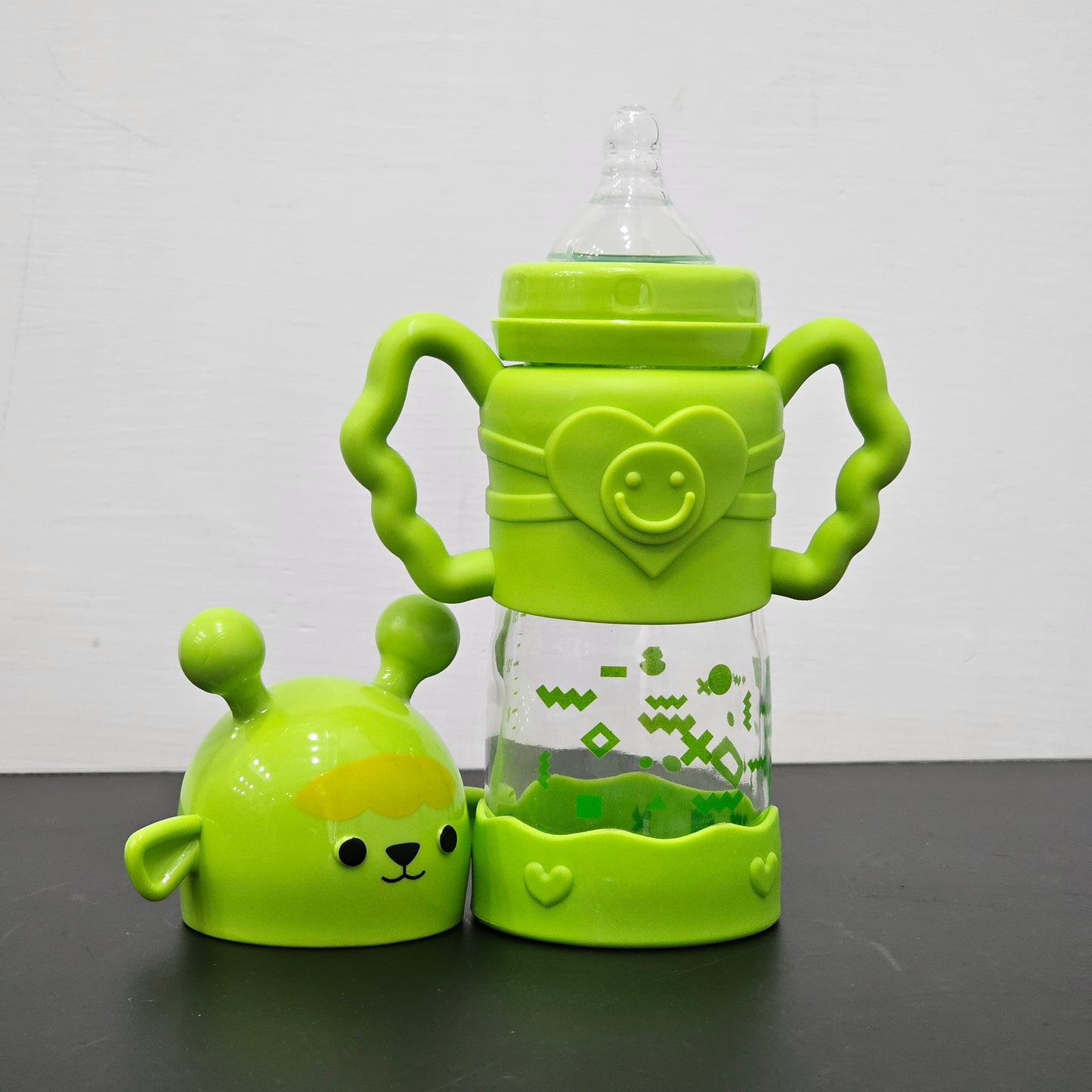 Baby Glass Feeder Green 250ml – Healthy & Durable Feeding Bottle | Bacha Toys