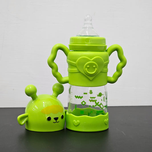 Baby Glass Feeder Green 250ml – Healthy & Durable Feeding Bottle | Bacha Toys