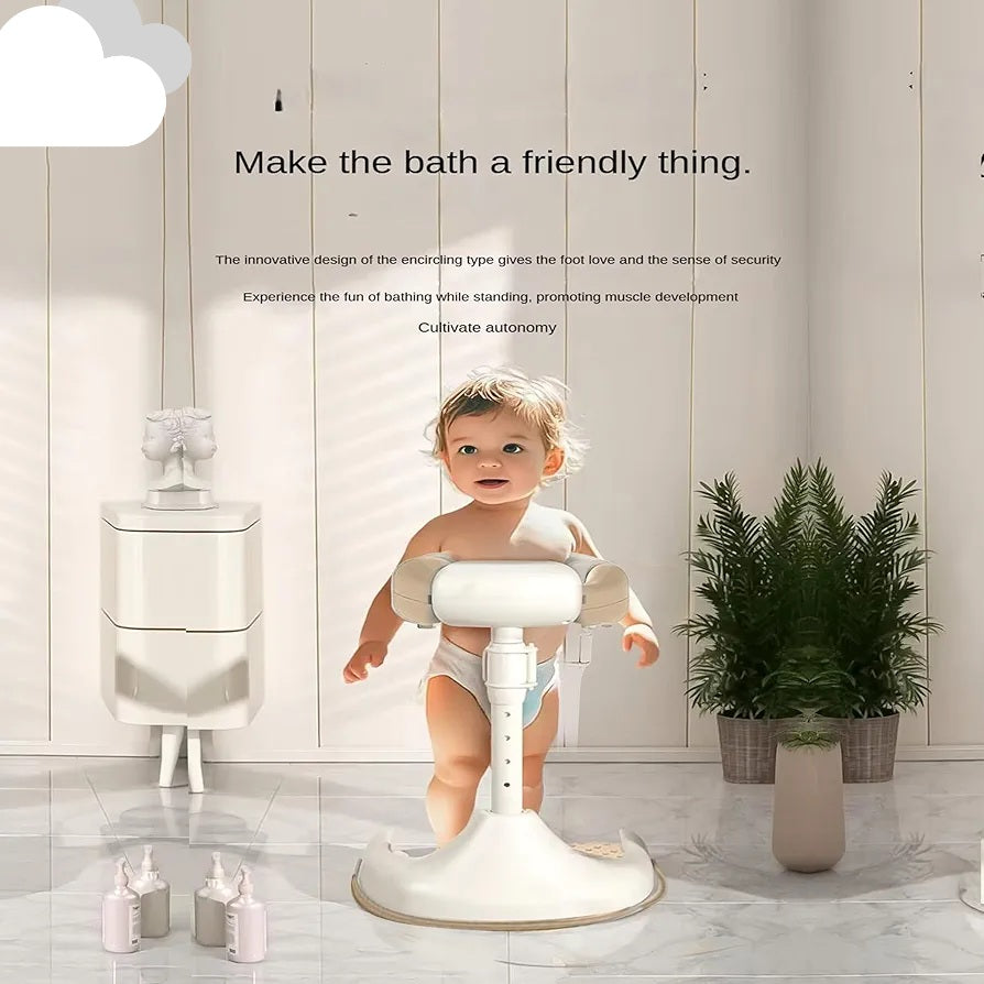 Baby Bath Stand with Adjustable 5 Levels – Foldable Infant Bath Shower Stand