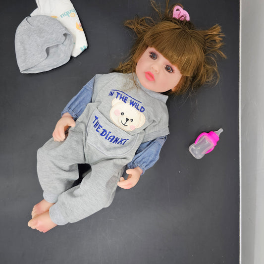 55cm Baby Silicone Doll – Lifelike Real Baby with Accessories | Bacha Toys