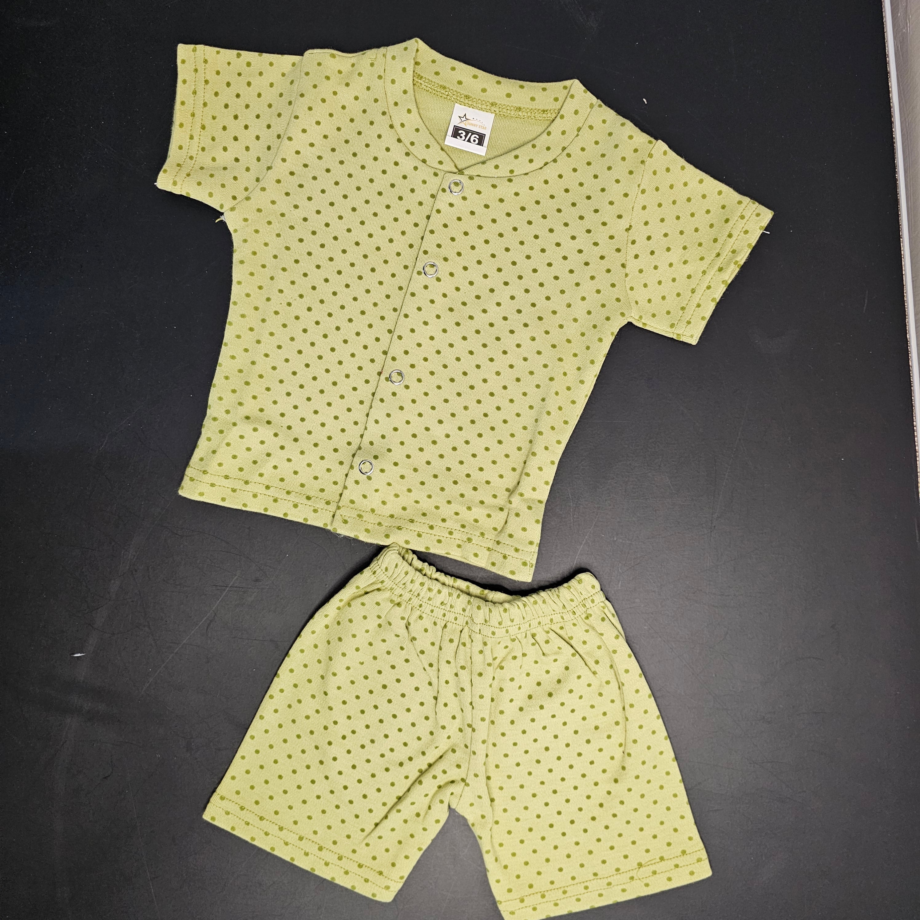 New Born Baby Dress – Dots Print, Green Colour | Bacha Toys