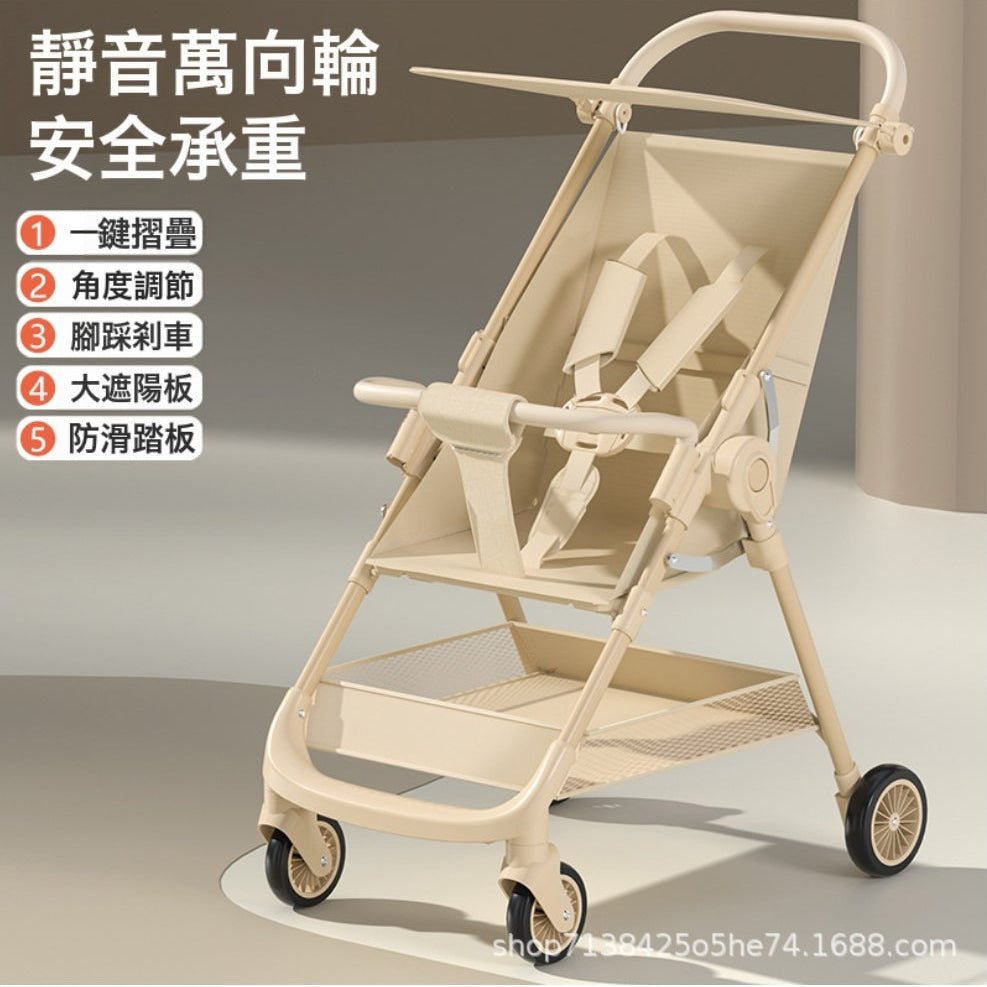 Kids Baby Stroller – Soft Seat with Canopy & Storage Basket