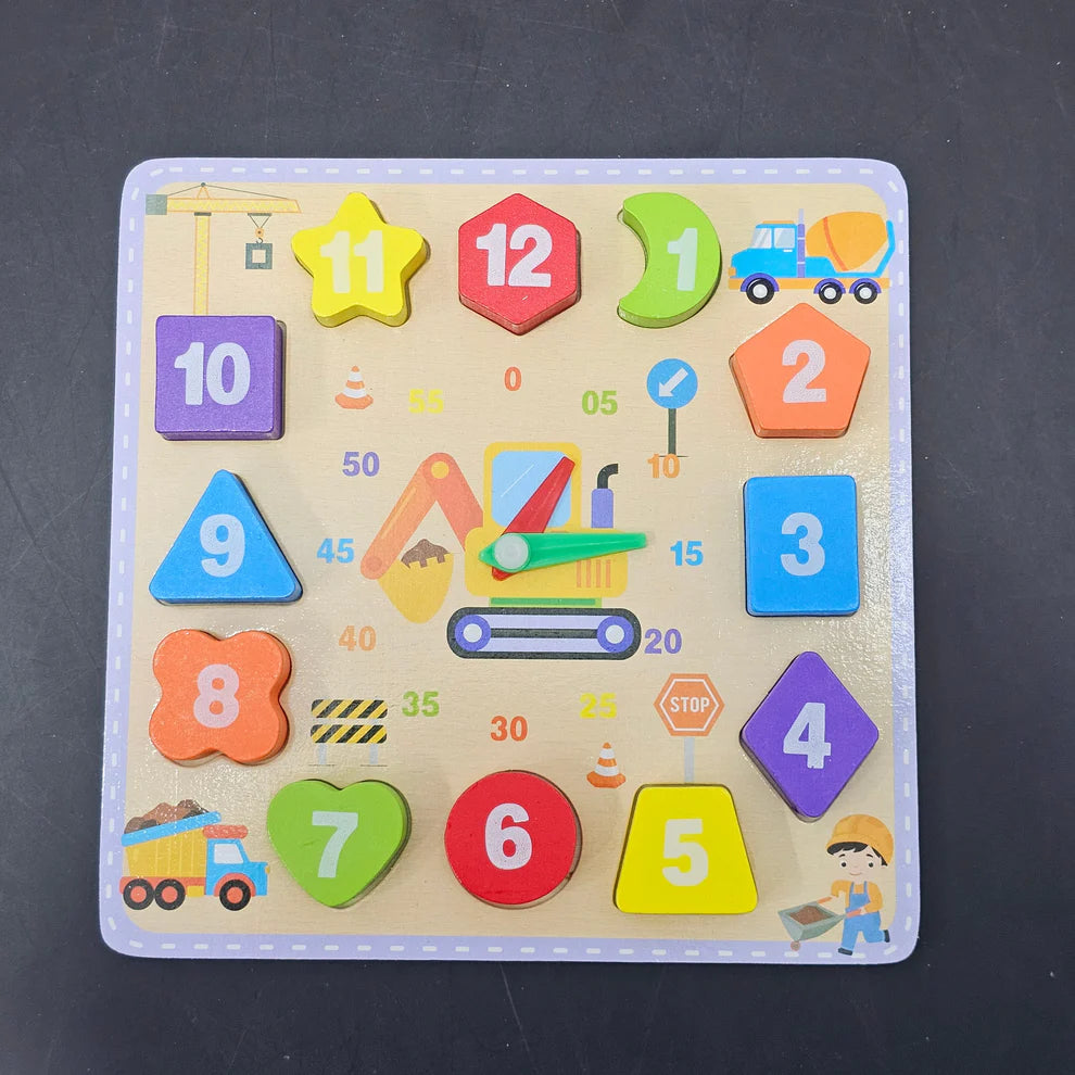 Wooden Clock With Blocks – Educational Toy | Bacha Toys