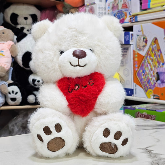 Premium Love Heart Bear – White Colour – 30cm Plush Toy | Bacha Toys