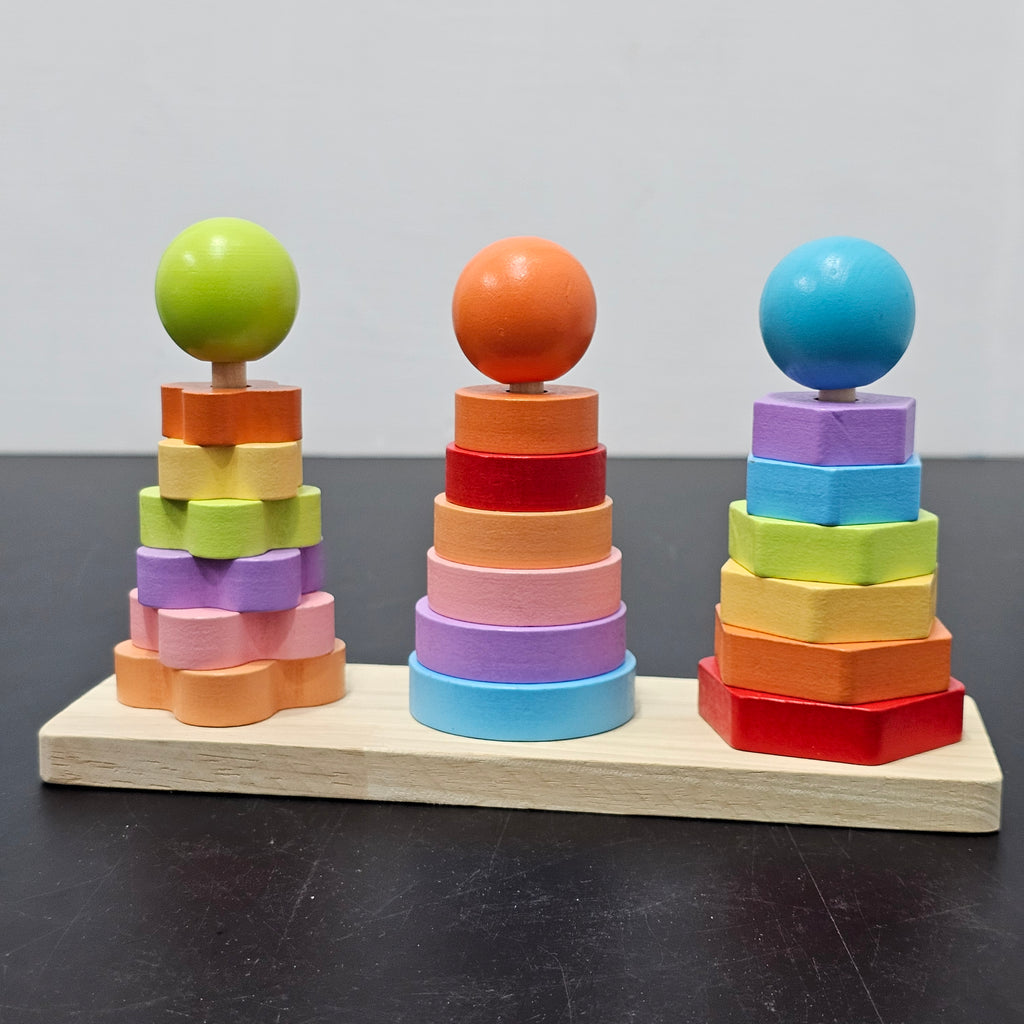 Wooden Shape Shelves Column – Montessori Activity Toy for Kids | Bacha Toys