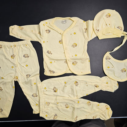 5 Pcs Lucky Star Luxury Baby Dress Set – Imported New Born Baby (Pink Colour) | Bacha Toys