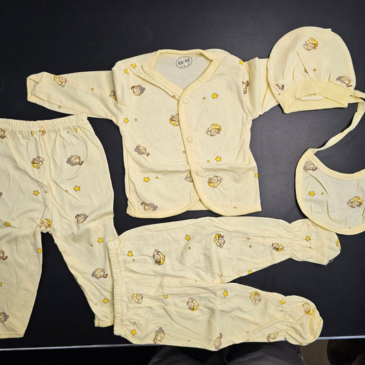 5 Pcs Lucky Star Luxury Baby Dress Set – Imported New Born Baby (Pink Colour) | Bacha Toys