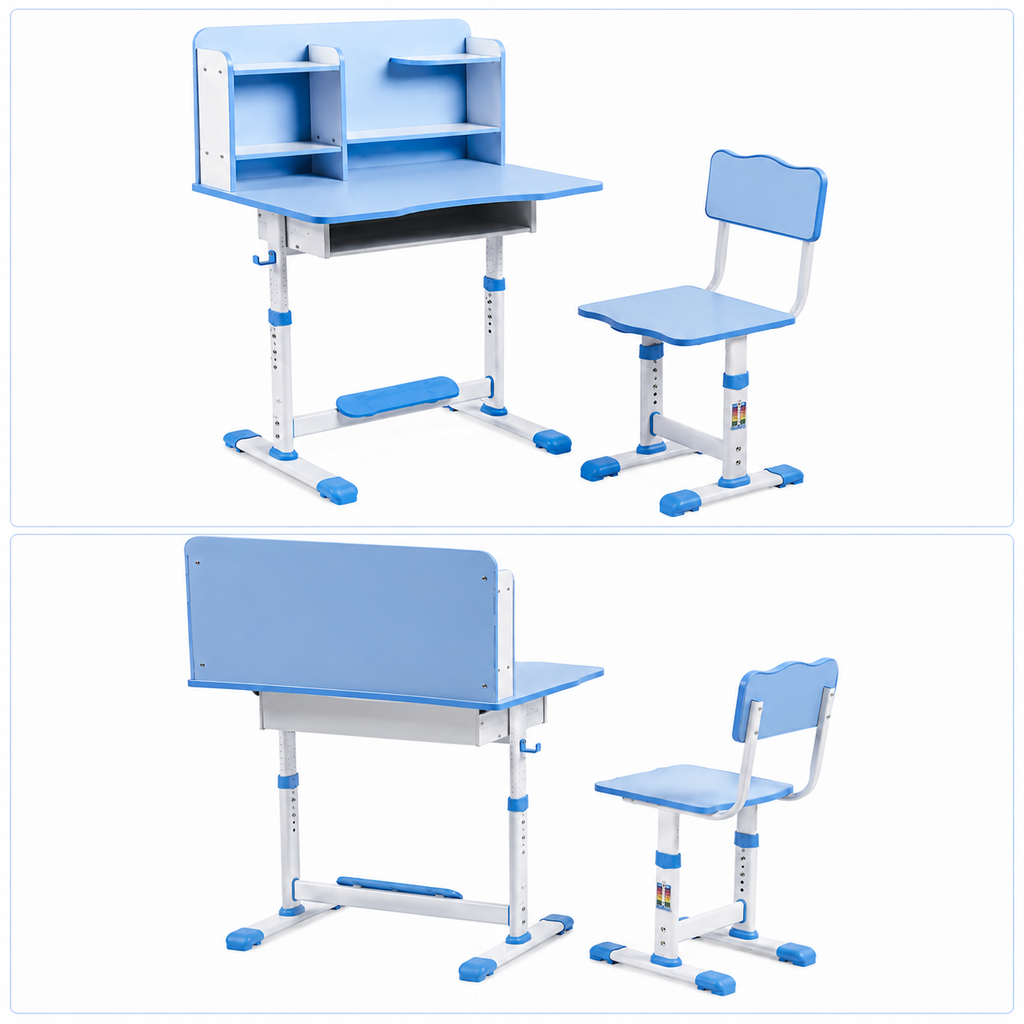 Kids Adjustable Study Table & Chair Set – Ergonomic Height Adjustable Desk