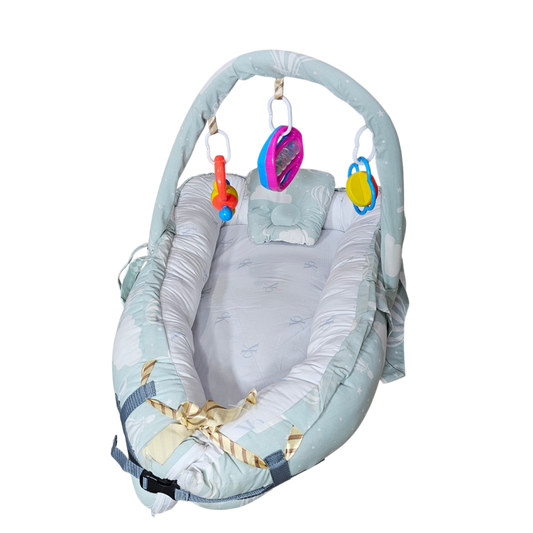 Baby Bedset with Rattles & Head Cushion – Cotton Fabric | Comfortable & Safe | Bacha Toys