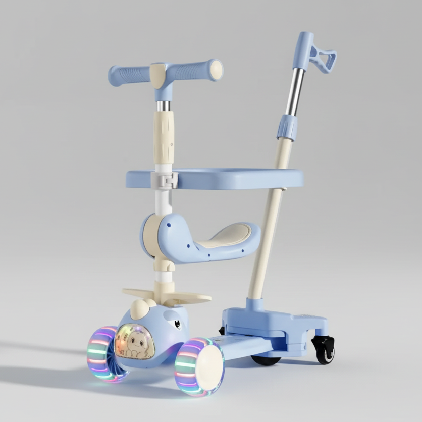 3-in-1 Kids Scooty with Lighting, Music & Stroller Mode – Bacha Toys
