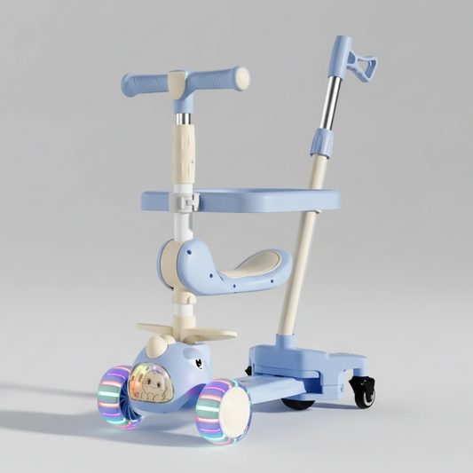 3-in-1 Kids Scooty with Lighting, Music & Stroller Mode – Bacha Toys