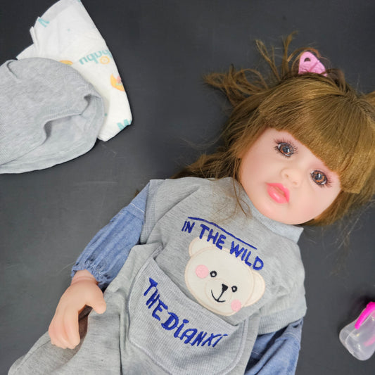 55cm Baby Silicone Doll – Lifelike Real Baby with Accessories | Bacha Toys