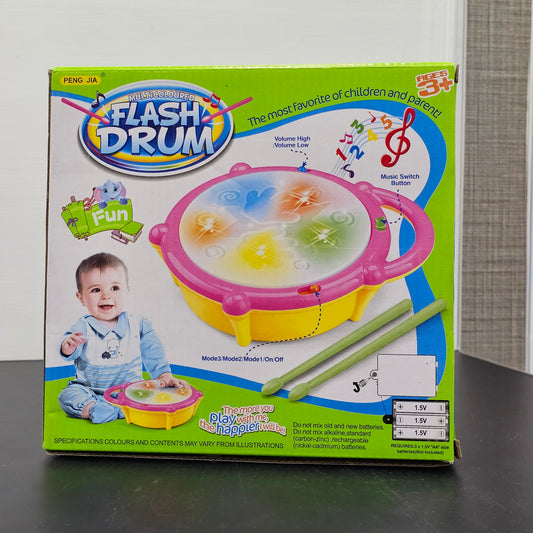Flash Drum with Lighting & Music – Includes 2 Drum Sticks | Bacha Toys