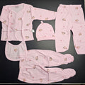 5 Pcs Lucky Star Luxury Baby Dress Set – Imported New Born Baby (Pink Colour) | Bacha Toys
