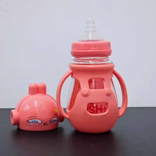 Baby Glass Feeder Pink 250ml – Safe, Stylish & Comfortable | Bacha Toys
