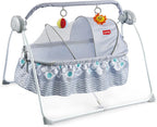 R.C Baby Swing with Sun Canopy & Mosquito Net – Soft Rattles, Music & 5 Swing Modes | Bacha Toys