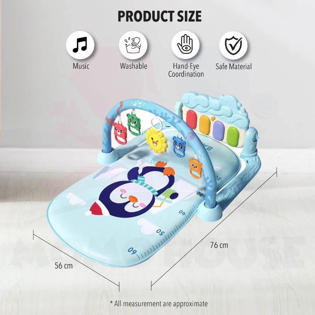 Baby Play Gym Mat 3-in-1 Piano Playmat – Interactive Activity Gym