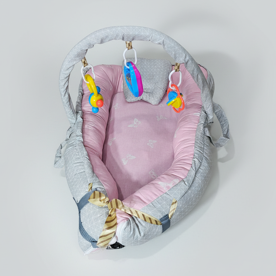Baby Bedset with Rattles & Head Cushion – Cotton Fabric | Comfortable & Safe | Bacha Toys