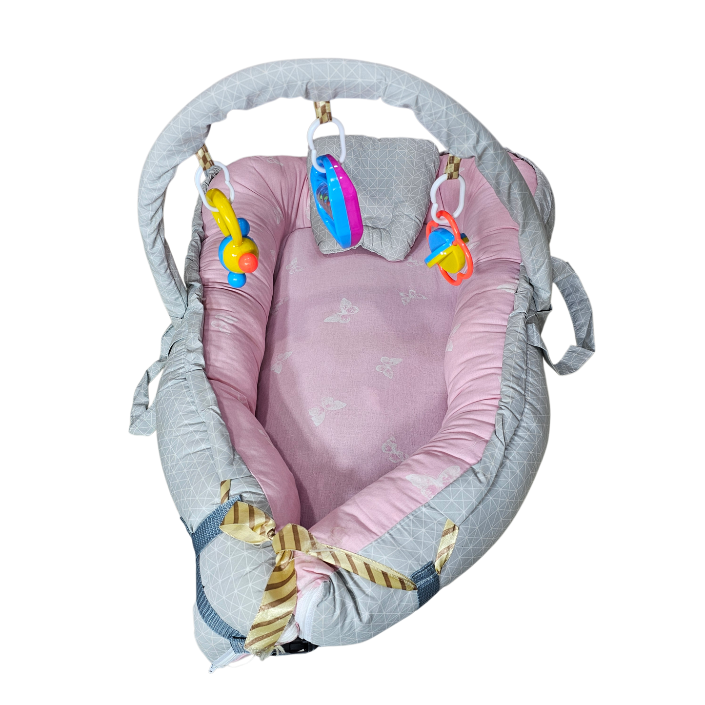 Baby Bedset with Rattles & Head Cushion – Cotton Fabric | Comfortable & Safe | Bacha Toys