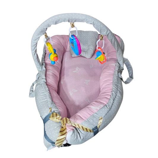 Baby Bedset with Rattles & Head Cushion – Cotton Fabric | Comfortable & Safe | Bacha Toys